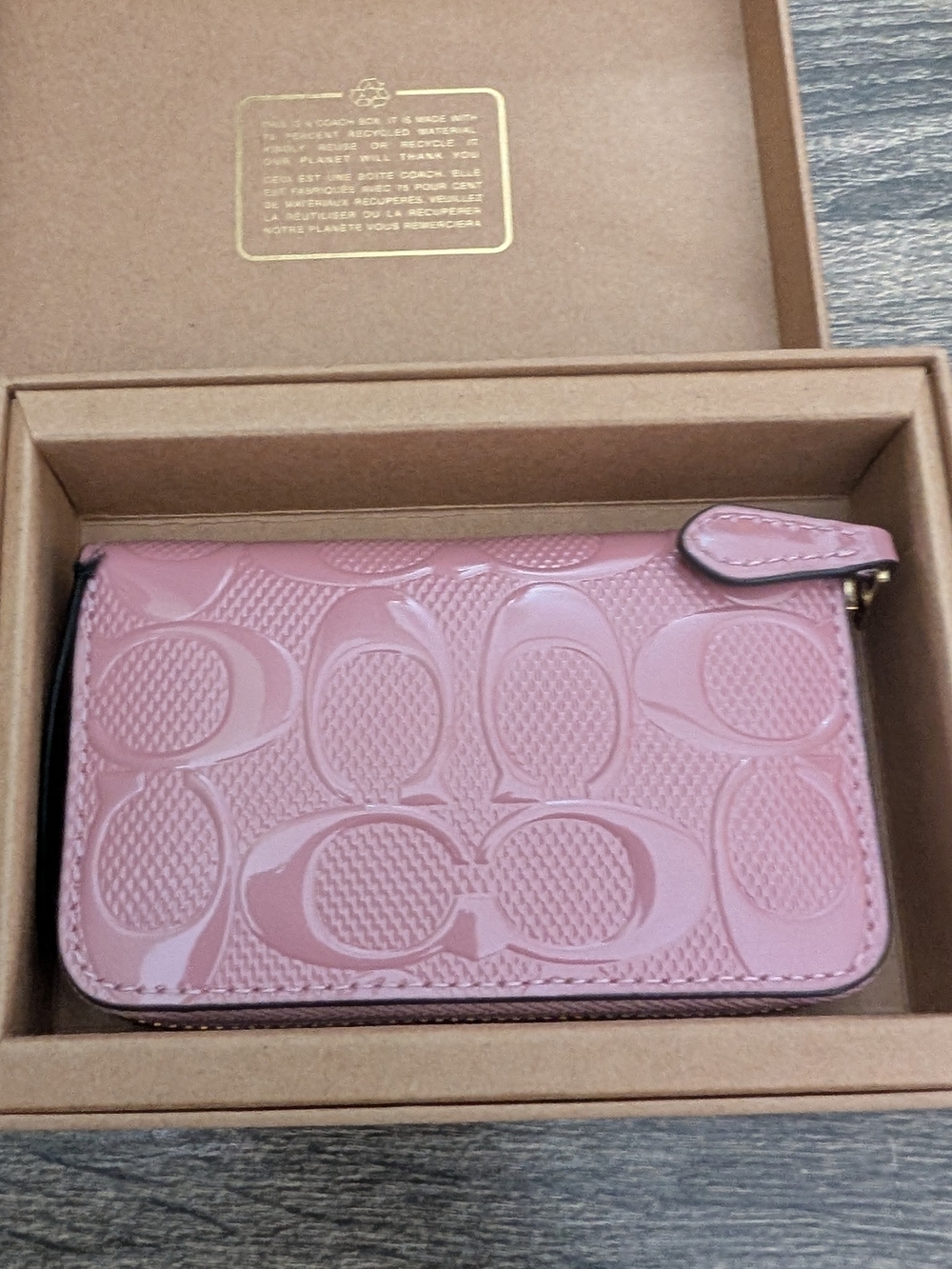 Coach Small Signature Patent Leather Zip Around Wallet
